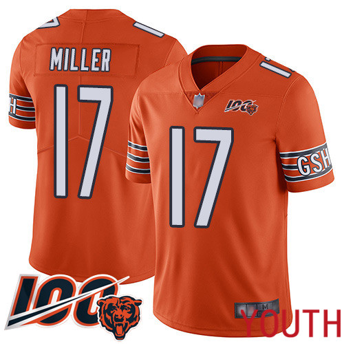 Chicago Bears Limited Orange Youth Anthony Miller Alternate Jersey NFL Football #17 100th Season->youth nfl jersey->Youth Jersey